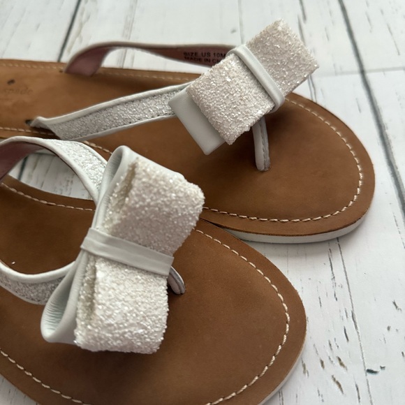 Kate Spade Icarda Glitter Bow Thong Sandals Size 10 White - Picture 6 of 9